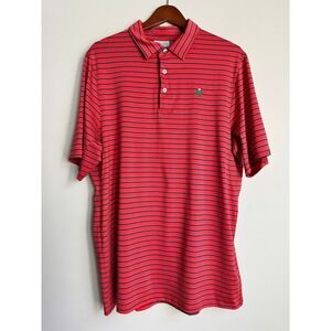 KJUS Men's Red Black Teal‎ Stripe Polo Golf Shirt Comfort Size XL